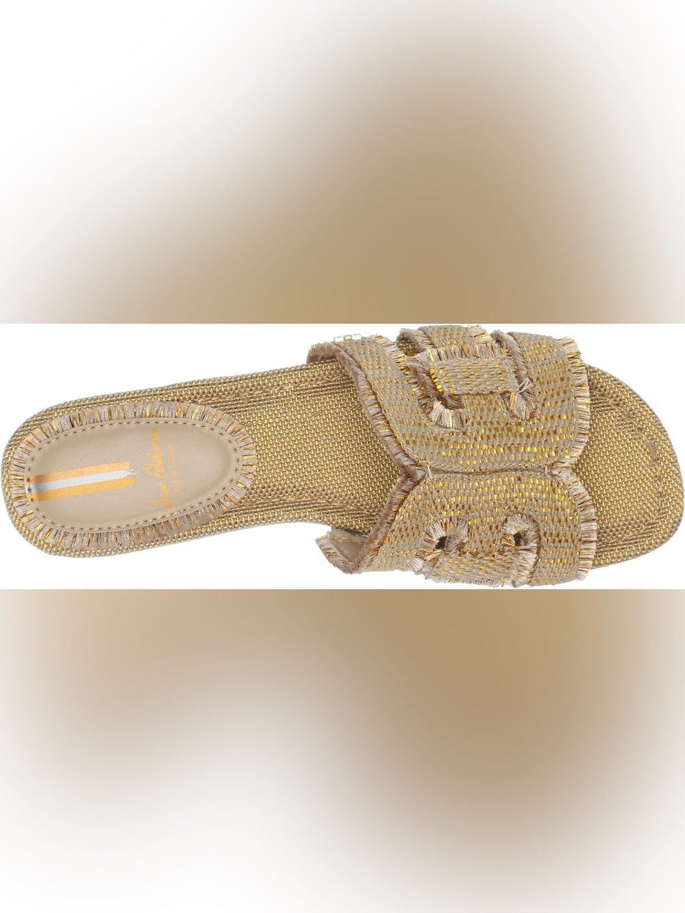 Sam Edelman Bay Fray Slide Sandals in Gold Quartz, size 8.5